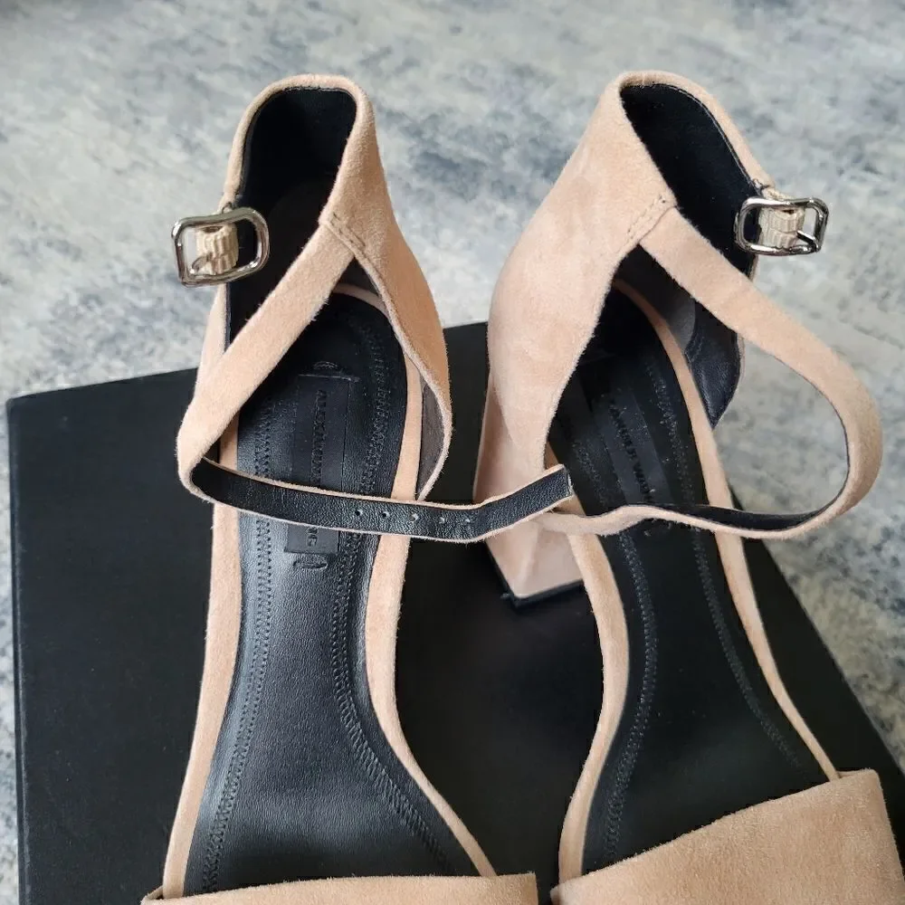 Alexander Wang Abby Suede Tilt-Heel City Sandal 36